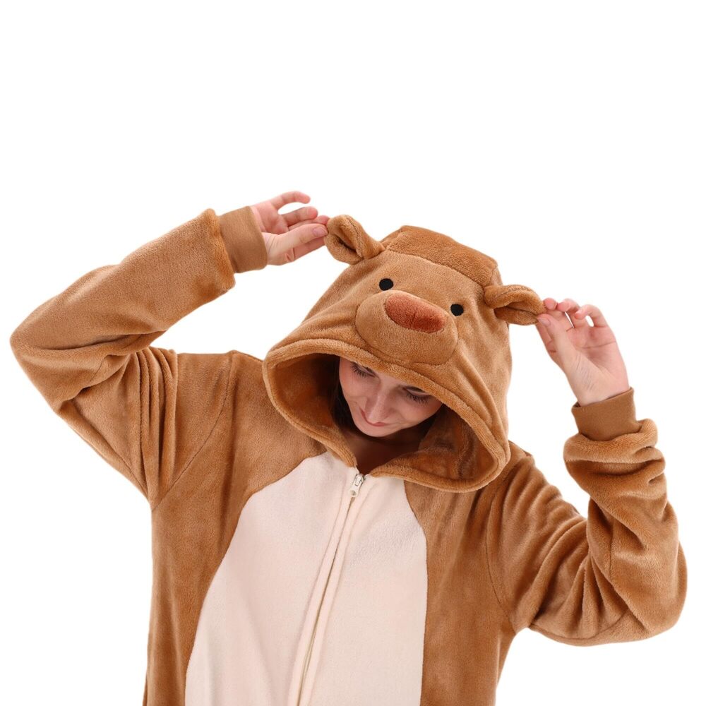 5893 Snug Fit Unisex Adult Onesie Pajamas, Flannel Teddy Bear Cosplay - Picture 7 of 8